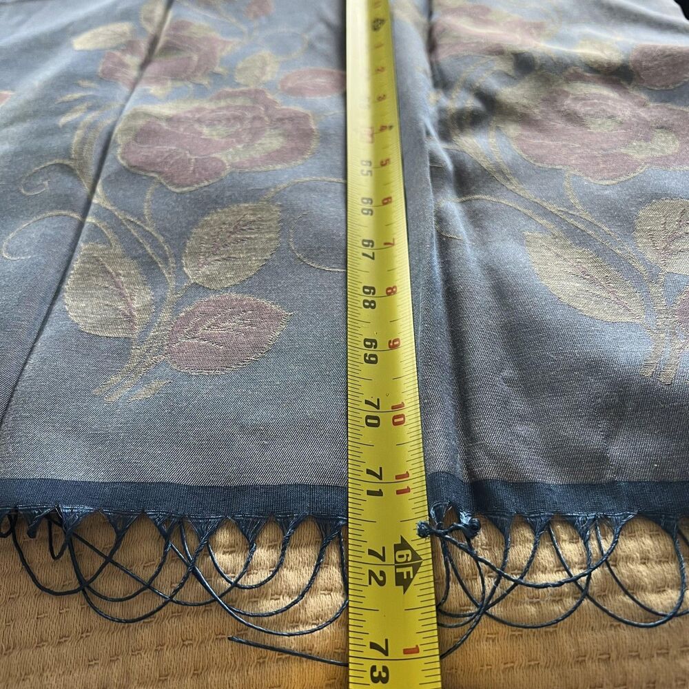 Ozsoy Aksesuar Scarf Womens Large Blue Purple Reversible Rose Floral‎ Wrap Shawl - Picture 9 of 9